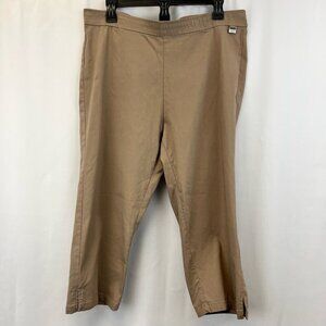 FDJ French Dressing Jeans Womens Capri Pants Beige Pull On Flat Front Casual 18